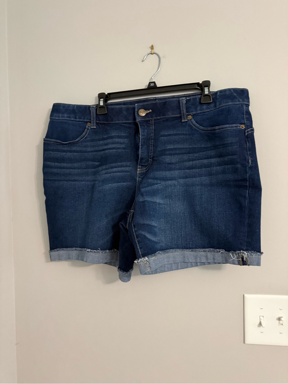 Terra & Sky Dark Blue Rolled Cuff Denim Shorts